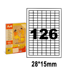 Etichete autoadezive A4, 100 foi, 126 buc, 28*15 mm